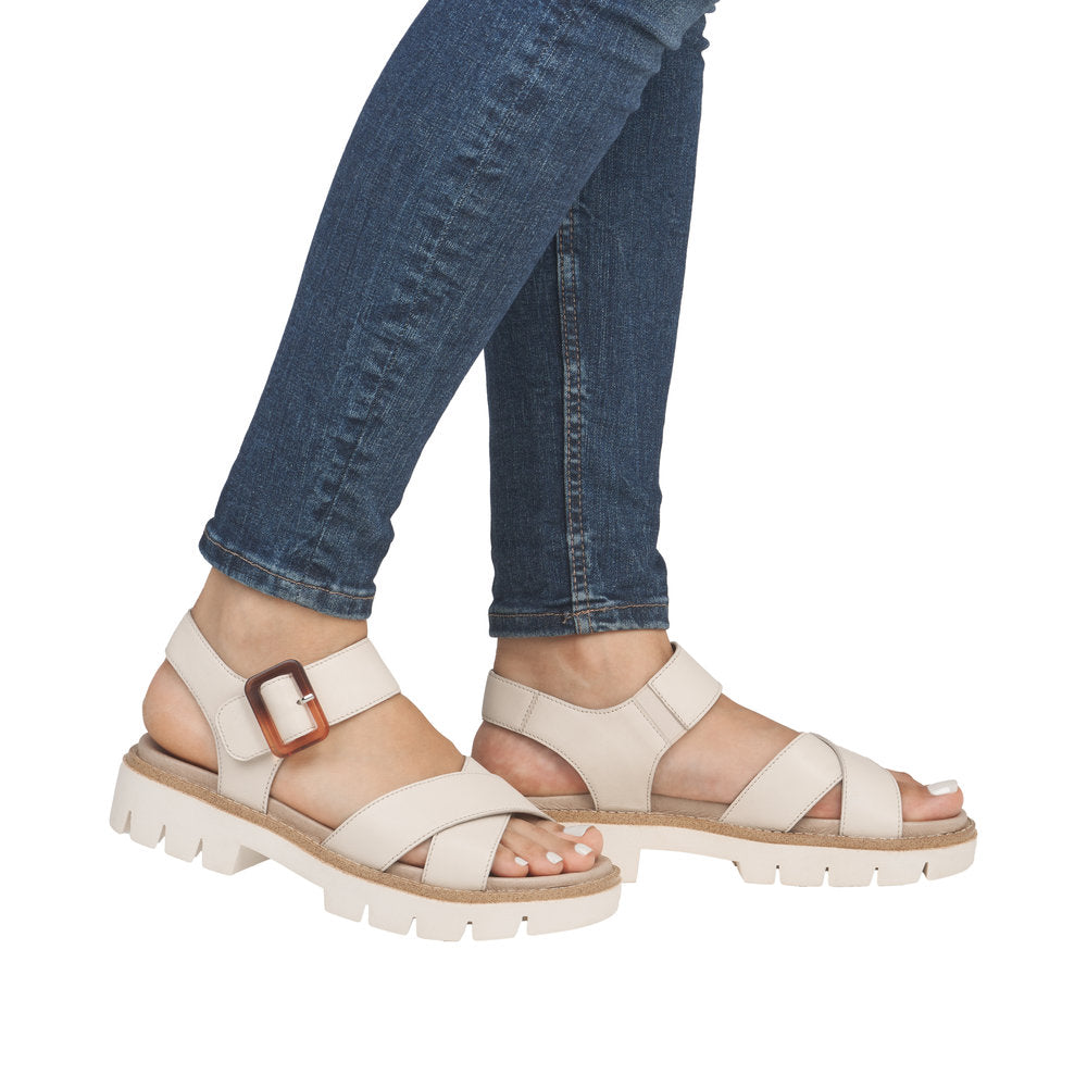 Remonte D7950-60 Ladies White Leather Touch Fastening Sandals