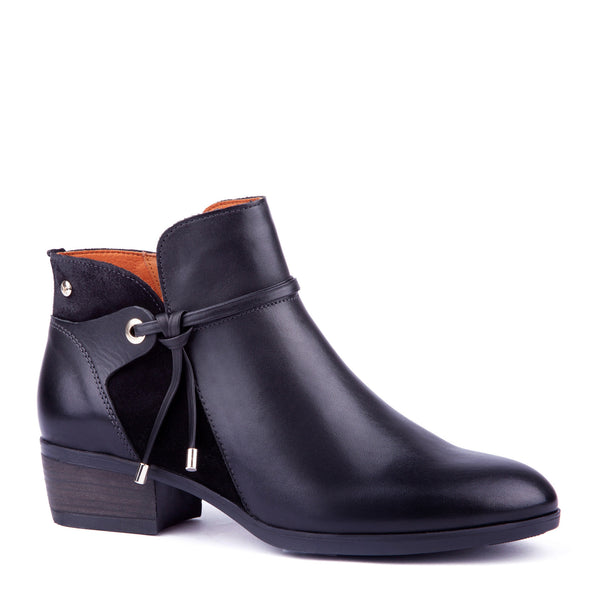 Pikolinos Daroca W1U-8505 Ladies Black Leather Side Zip Ankle Boots