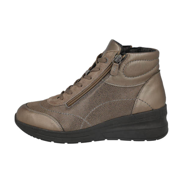 DB Shoes Antelope 6V Ladies Wide Gold Leather & Textile Zip & Lace Ankle Boots-elevate your sole