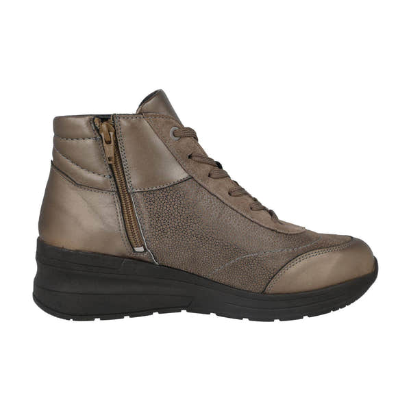 DB Shoes Antelope 6V Ladies Wide Gold Leather & Textile Zip & Lace Ankle Boots-elevate your sole