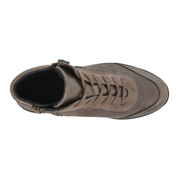 DB Shoes Antelope 6V Ladies Wide Gold Leather & Textile Zip & Lace Ankle Boots-elevate your sole