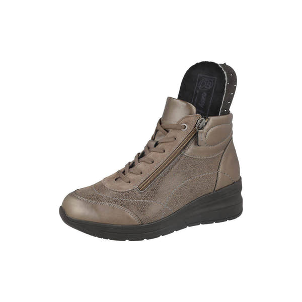 DB Shoes Antelope 6V Ladies Wide Gold Leather & Textile Zip & Lace Ankle Boots-elevate your sole
