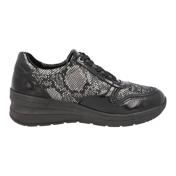 DB Shoes Fleet 6V Ladies Wide Black Leather Zip & Lace Trainers-elevate your sole