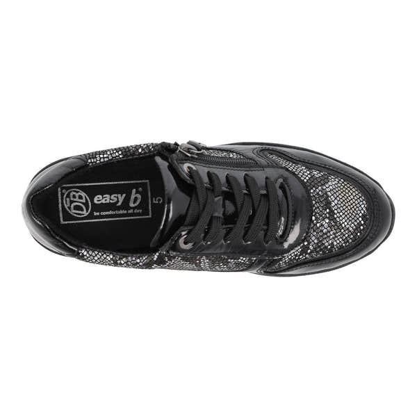 DB Shoes Fleet 6V Ladies Wide Black Leather Zip & Lace Trainers-elevate your sole