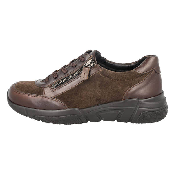 DB Shoes Granby 6V Ladies Wide Brown Suede Zip & Lace Trainers-elevate your sole