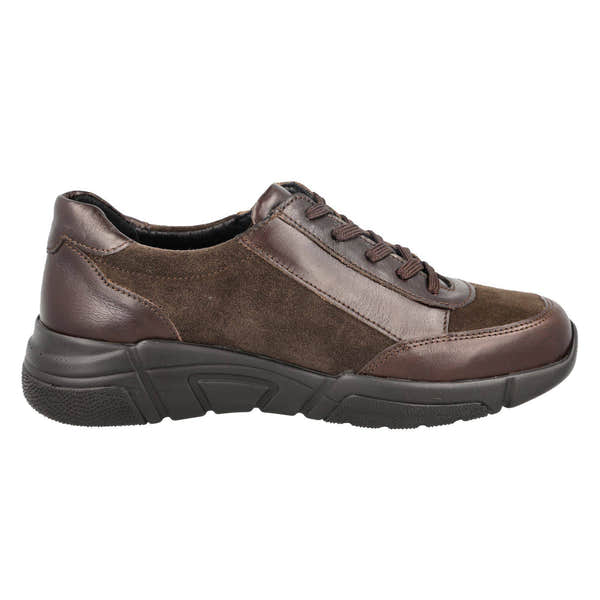 DB Shoes Granby 6V Ladies Wide Brown Suede Zip & Lace Trainers-elevate your sole
