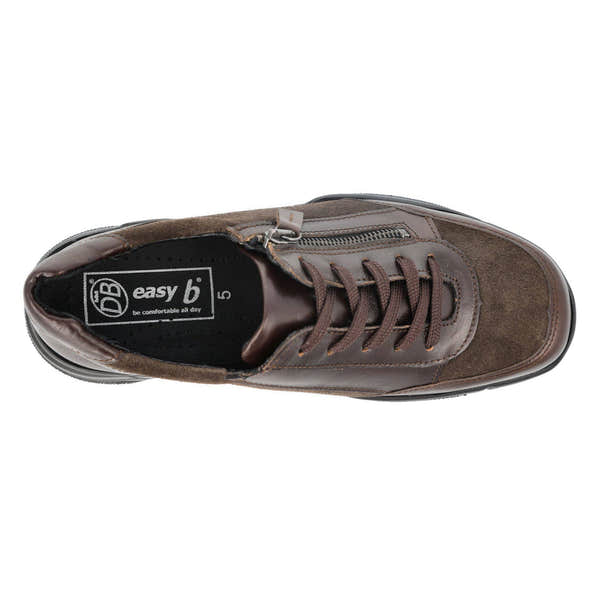 DB Shoes Granby 6V Ladies Wide Brown Suede Zip & Lace Trainers-elevate your sole