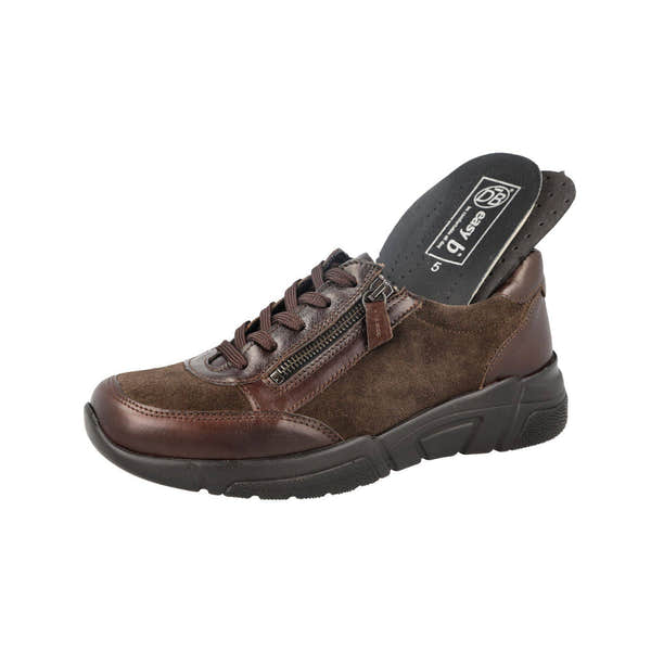 DB Shoes Granby 6V Ladies Wide Brown Suede Zip & Lace Trainers-elevate your sole