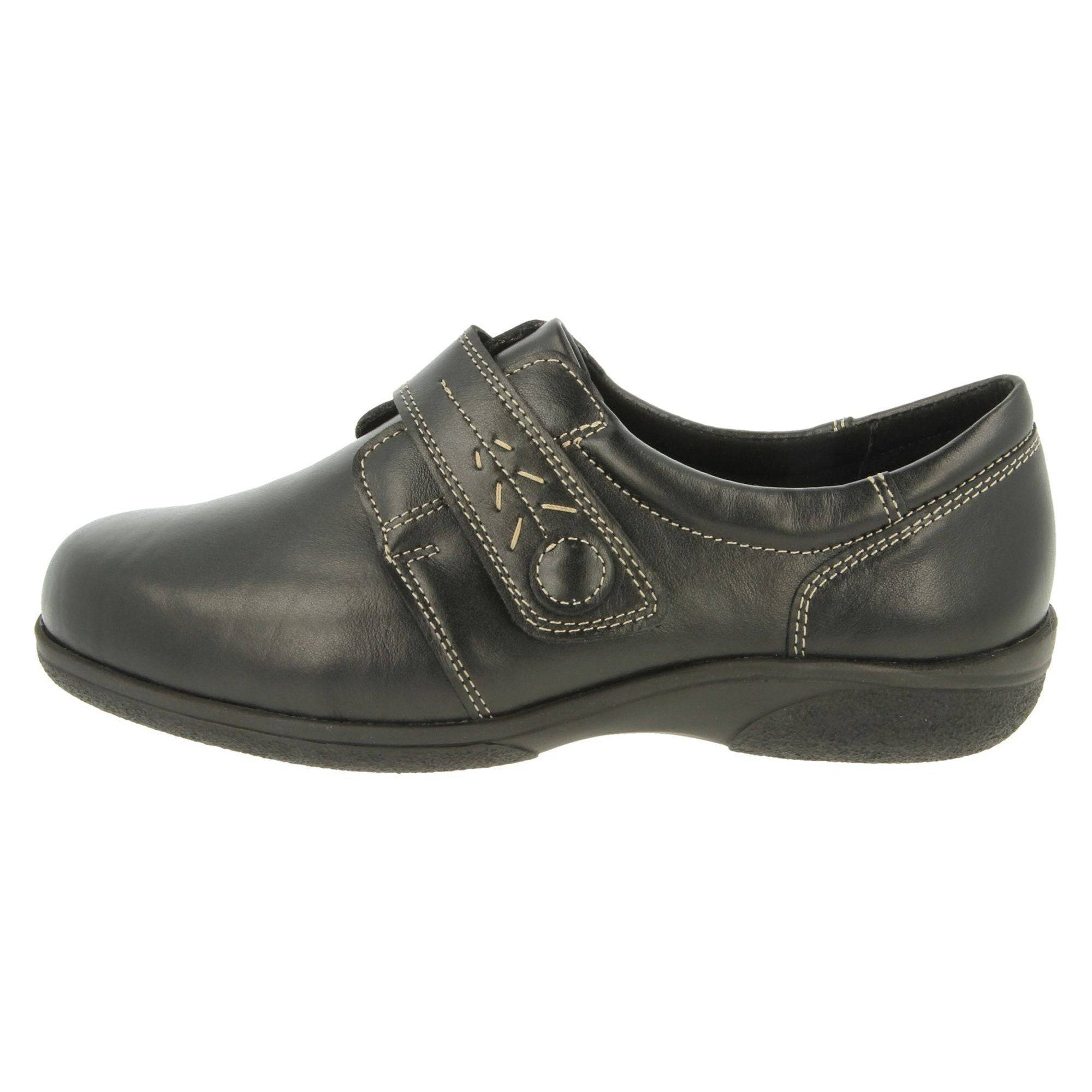DB Shoes Rory 70989A Ladies Black Leather Touch Fastening Shoes-elevate your sole