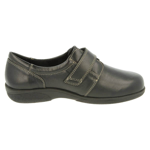DB Shoes Rory 70989A Ladies Black Leather Touch Fastening Shoes-elevate your sole