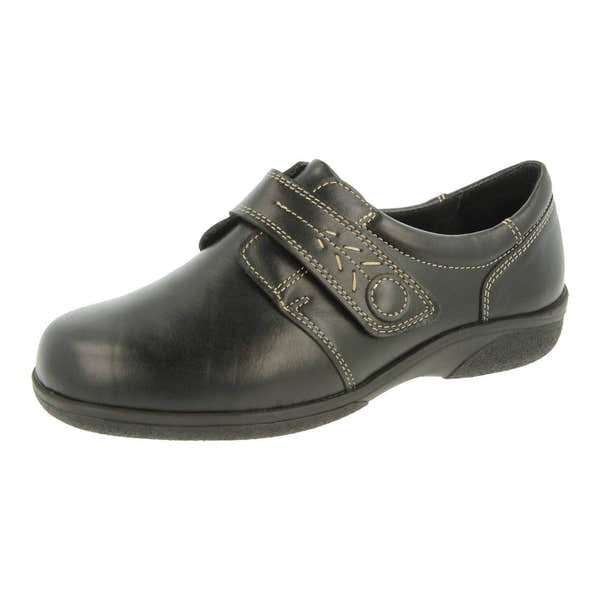 DB Shoes Rory 70989A Ladies Black Leather Touch Fastening Shoes-elevate your sole