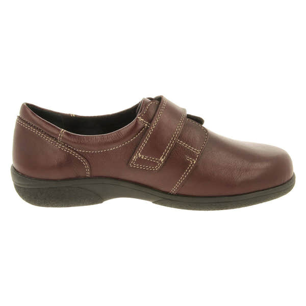 DB Shoes Rory 78989B Ladies Burgundy Leather Touch Fastening Shoes-elevate your sole