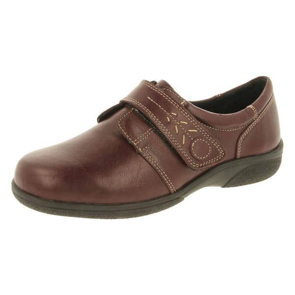 DB Shoes Rory 78989B Ladies Burgundy Leather Touch Fastening Shoes-elevate your sole