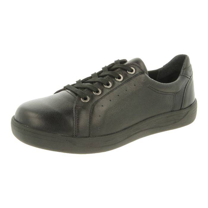 DB Shoes Sinead 6V Ladies Wide Black Leather Lace Up Shoes-elevate your sole