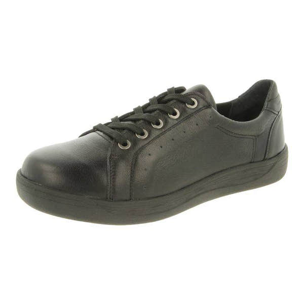 DB Shoes Sinead 6V Ladies Wide Black Leather Lace Up Shoes-elevate your sole
