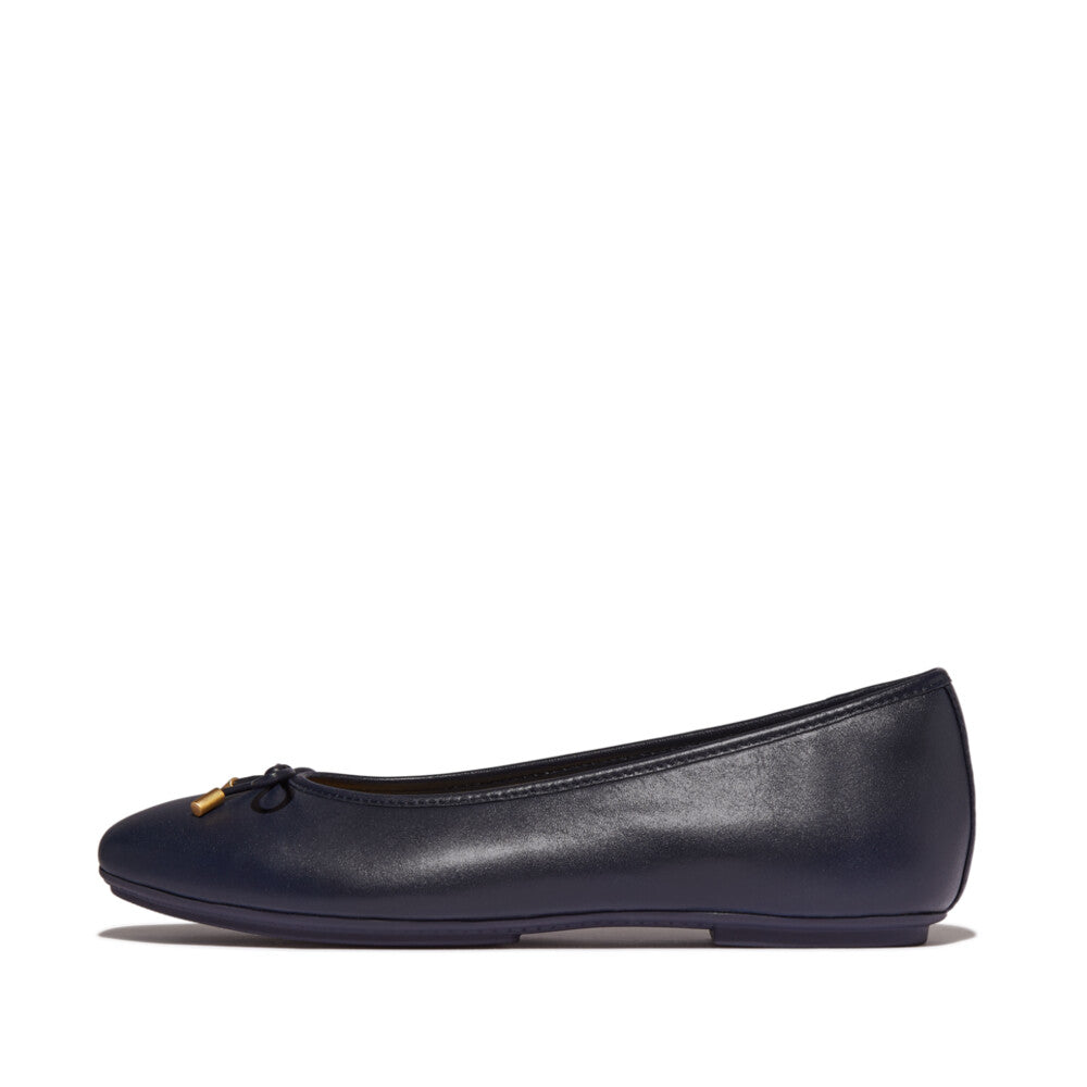 FitFlop HX8-399 Delicato Bow Ladies Narrow Midnight Navy Leather Slip On Shoes