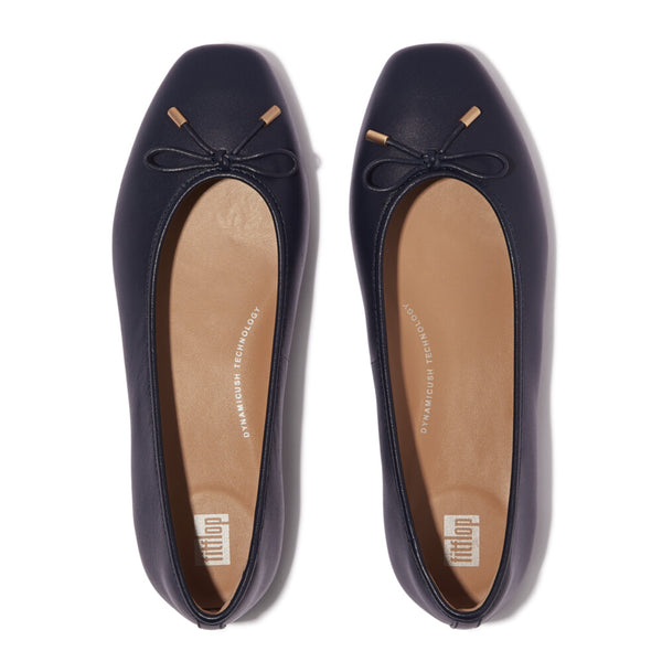FitFlop HX8-399 Delicato Bow Ladies Narrow Midnight Navy Leather Slip On Shoes