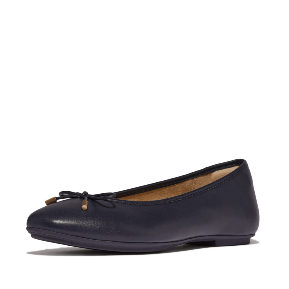 FitFlop HX8-399 Delicato Bow Ladies Narrow Midnight Navy Leather Slip On Shoes