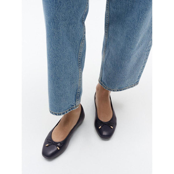 FitFlop HX8-399 Delicato Bow Ladies Narrow Midnight Navy Leather Slip On Shoes