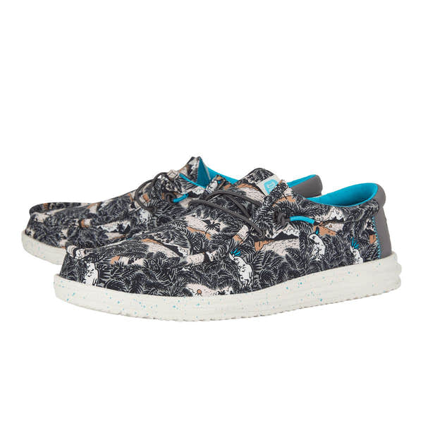 Dude Wally H2O Tropical Mens Black Tropical Textile Slip On Shoes-elevate your sole