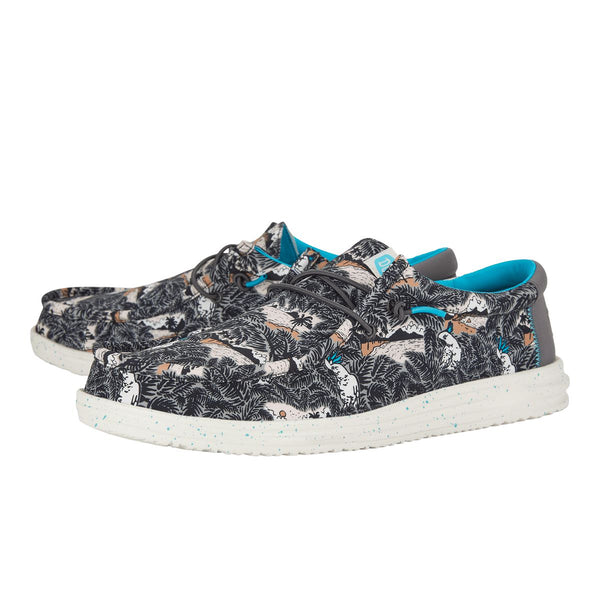 Dude Wally H2O Tropical Mens Black Tropical Textile Slip On Shoes-elevate your sole