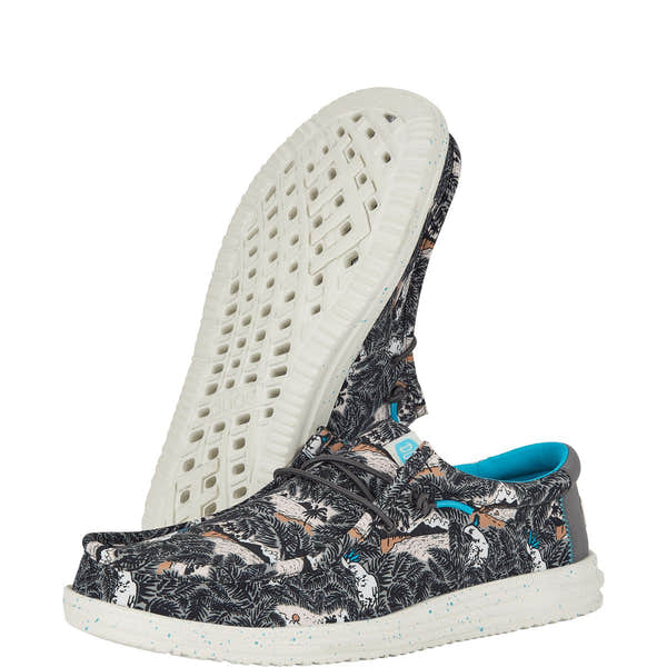 Dude Wally H2O Tropical Mens Black Tropical Textile Slip On Shoes-elevate your sole