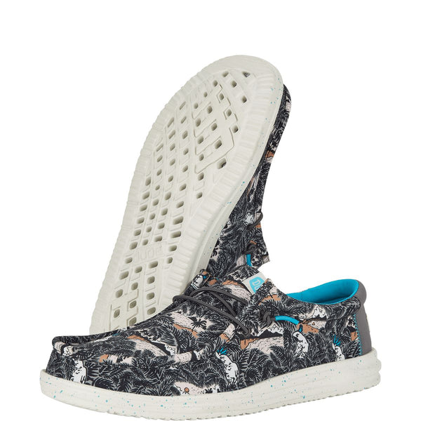 Dude Wally H2O Tropical Mens Black Tropical Textile Slip On Shoes-elevate your sole
