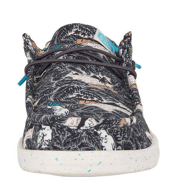 Dude Wally H2O Tropical Mens Black Tropical Textile Slip On Shoes-elevate your sole