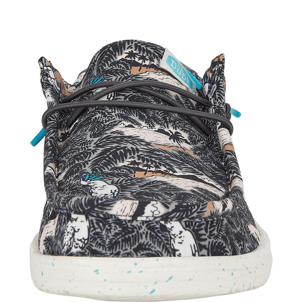 Dude Wally H2O Tropical Mens Black Tropical Textile Slip On Shoes-elevate your sole