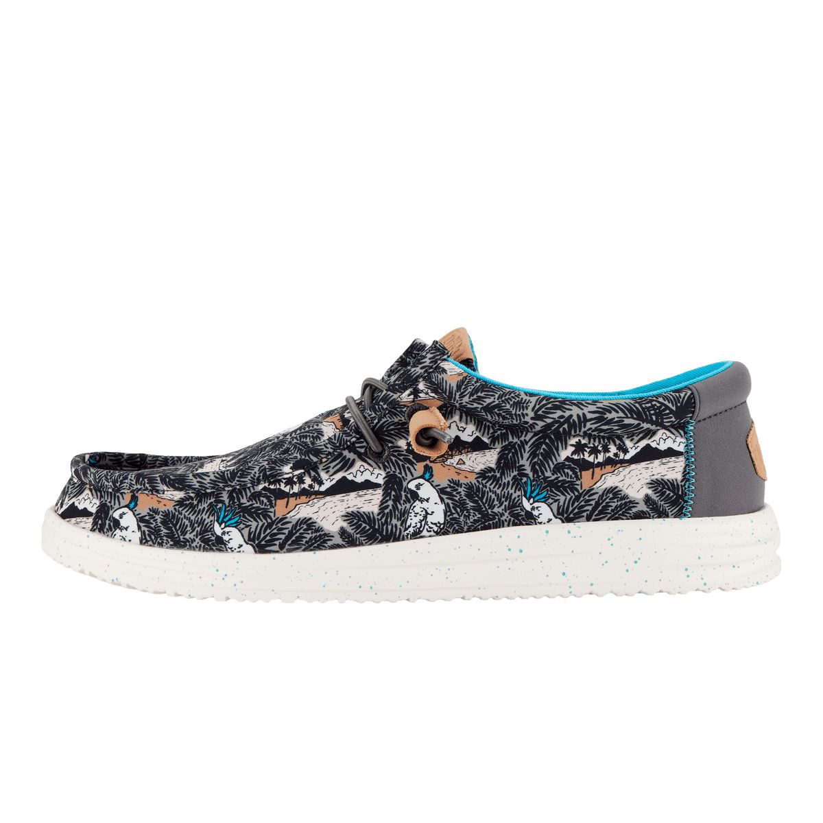 Dude Wally H2O Tropical Mens Black Tropical Textile Slip On Shoes-elevate your sole