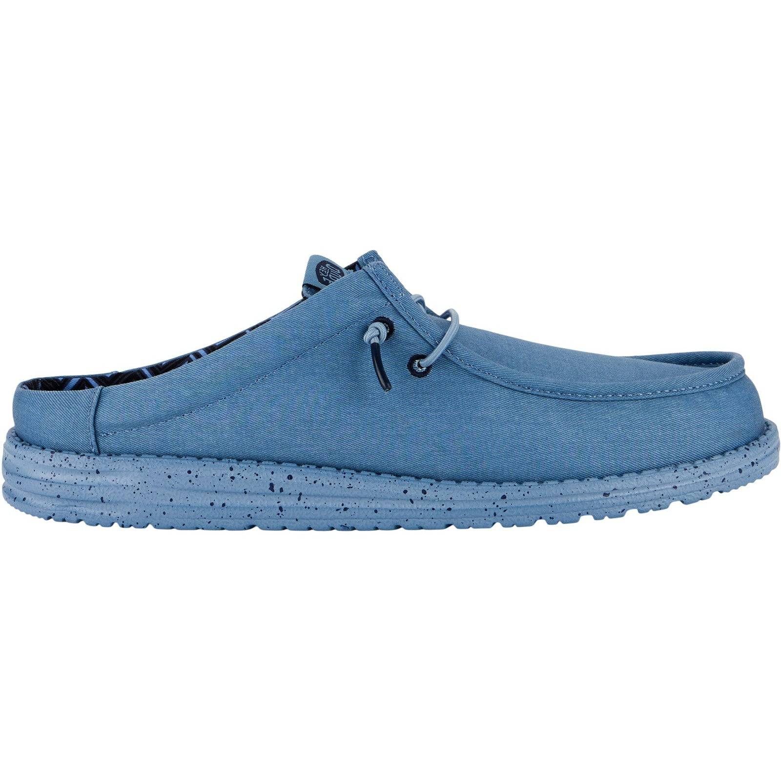 Dude Wally Slip Canvas Mens Elemental Blue Textile Slip On Mules-elevate your sole