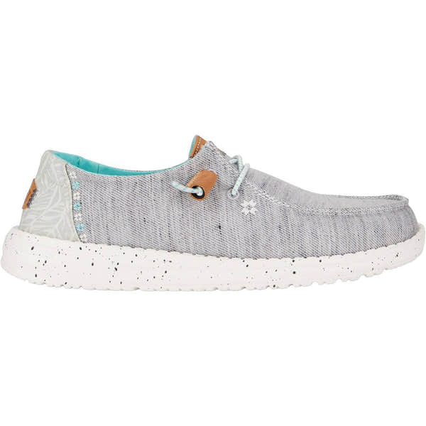 Dude Wendy Heathered Slub Tropical Ladies Grey Textile Slip On Shoes-elevate your sole