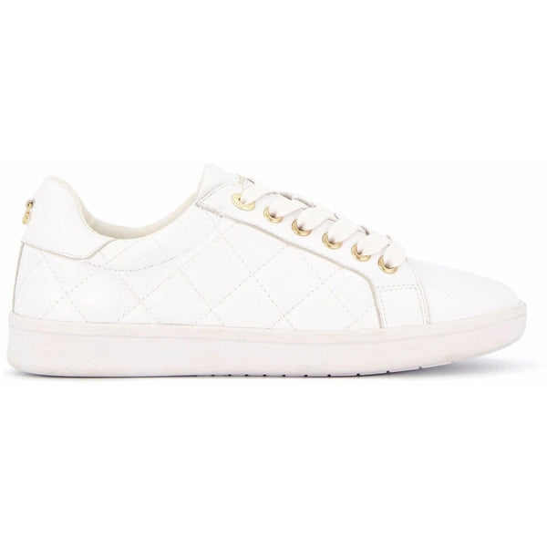 Dune Excited Ladies White Leather Lace Up Trainers-elevate your sole
