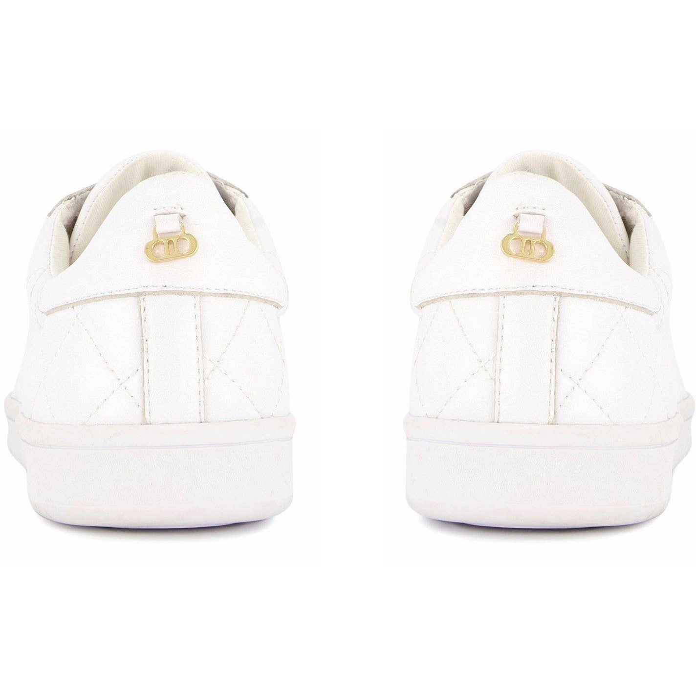Dune Excited Ladies White Leather Lace Up Trainers-elevate your sole
