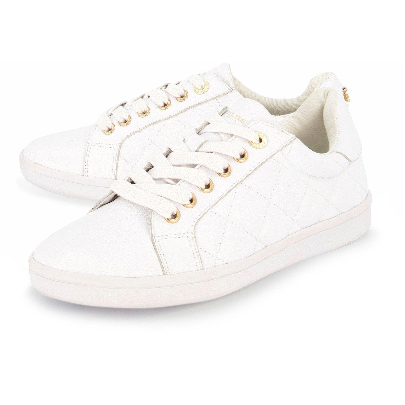 Dune Excited Ladies White Leather Lace Up Trainers-elevate your sole