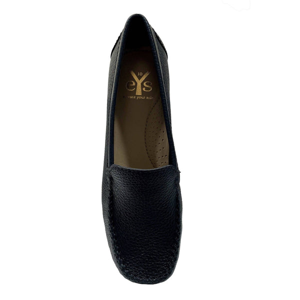EYS Alice Ladies Black Leather Loafer Slip On Shoes-elevate your sole