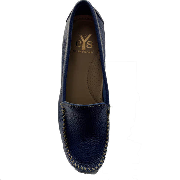 EYS Alice Ladies Blue Leather Loafer Slip On Shoes-elevate your sole