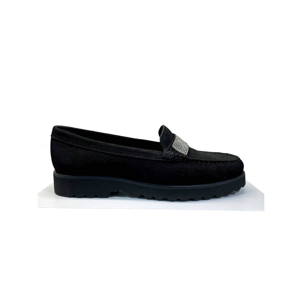 EYS Gemma Ladies Black Nubuck Slip On Shoes-elevate your sole