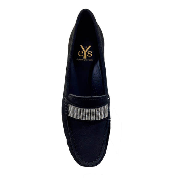 EYS Gemma Ladies Black Nubuck Slip On Shoes-elevate your sole