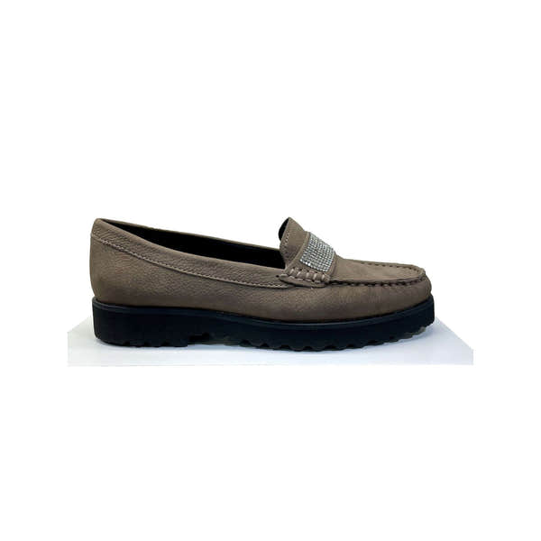 EYS Gemma Ladies Taupe Nubuck Slip On Shoes-elevate your sole