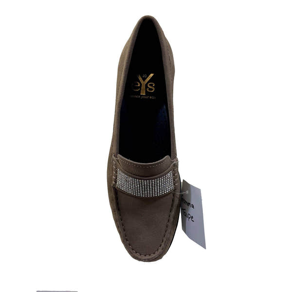 EYS Gemma Ladies Taupe Nubuck Slip On Shoes-elevate your sole