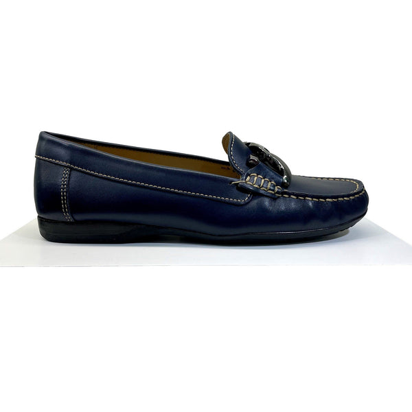 EYS Grace Ladies Blue Leather Slip On Shoes-elevate your sole