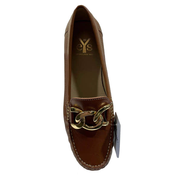 EYS Grace Ladies Cognac Leather Slip On Shoes-elevate your sole