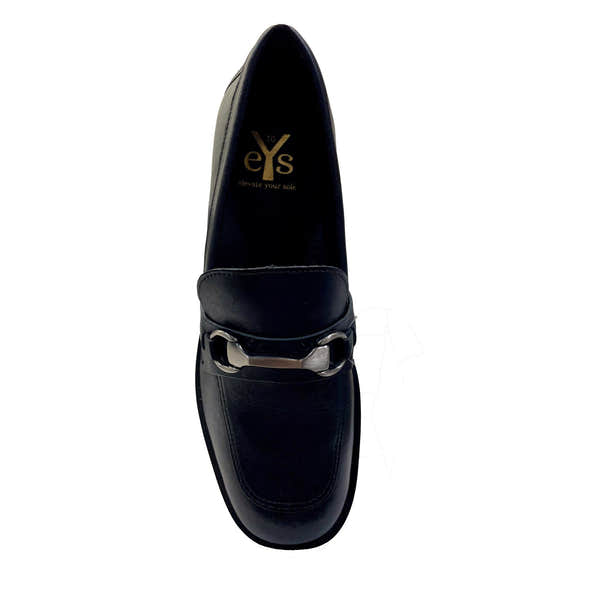 EYS India Ladies Black Leather Slip On Shoes-elevate your sole