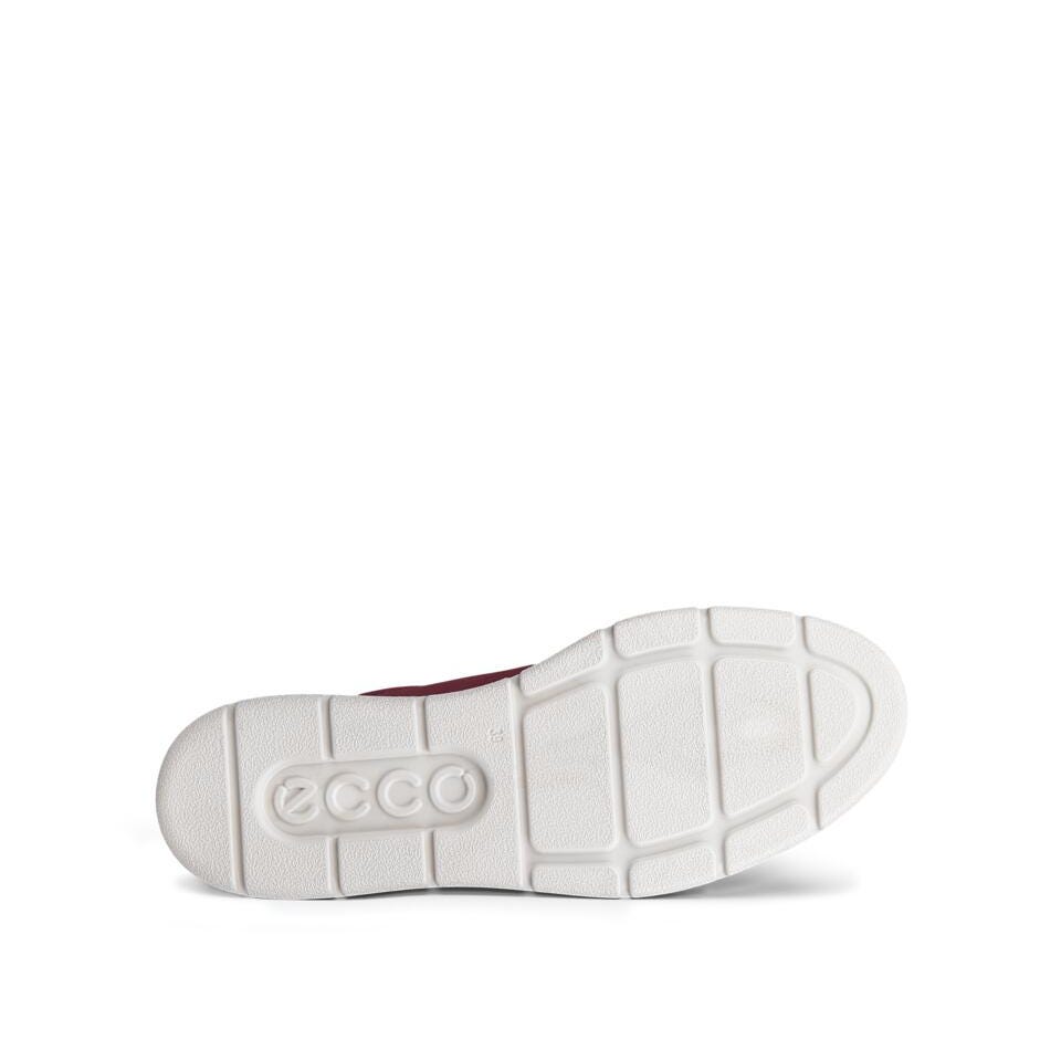Ecco Bella 2 W Ladies Dark Ruby/Pure Silver Leather Lace Up Trainers, side view.