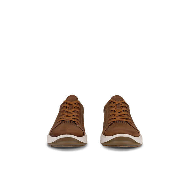 Ecco Byway 2.0 Men's Camel Nubuck Leather Lace-Up Shoes with white midsole, sporty and stylish casual footwear.