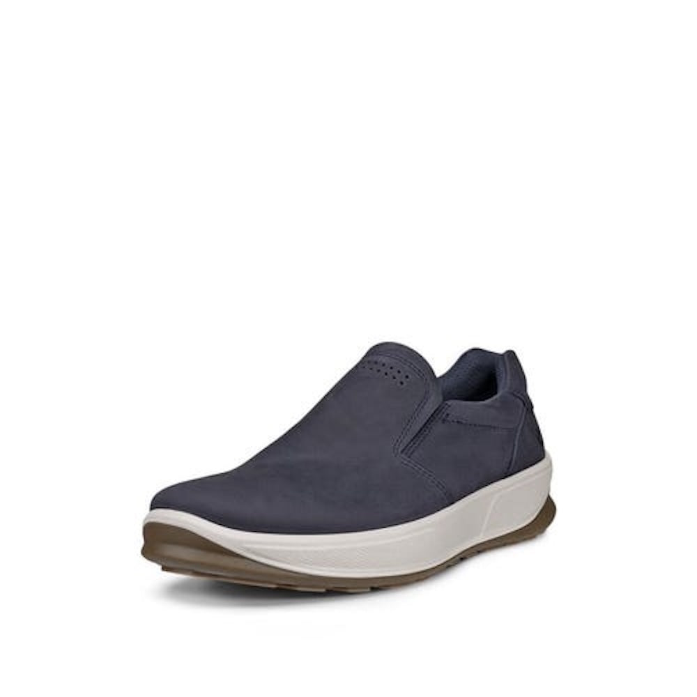 Ecco Byway 2.0 men's marine leather slip-on shoes with cushioned sole and casual slip-on design.