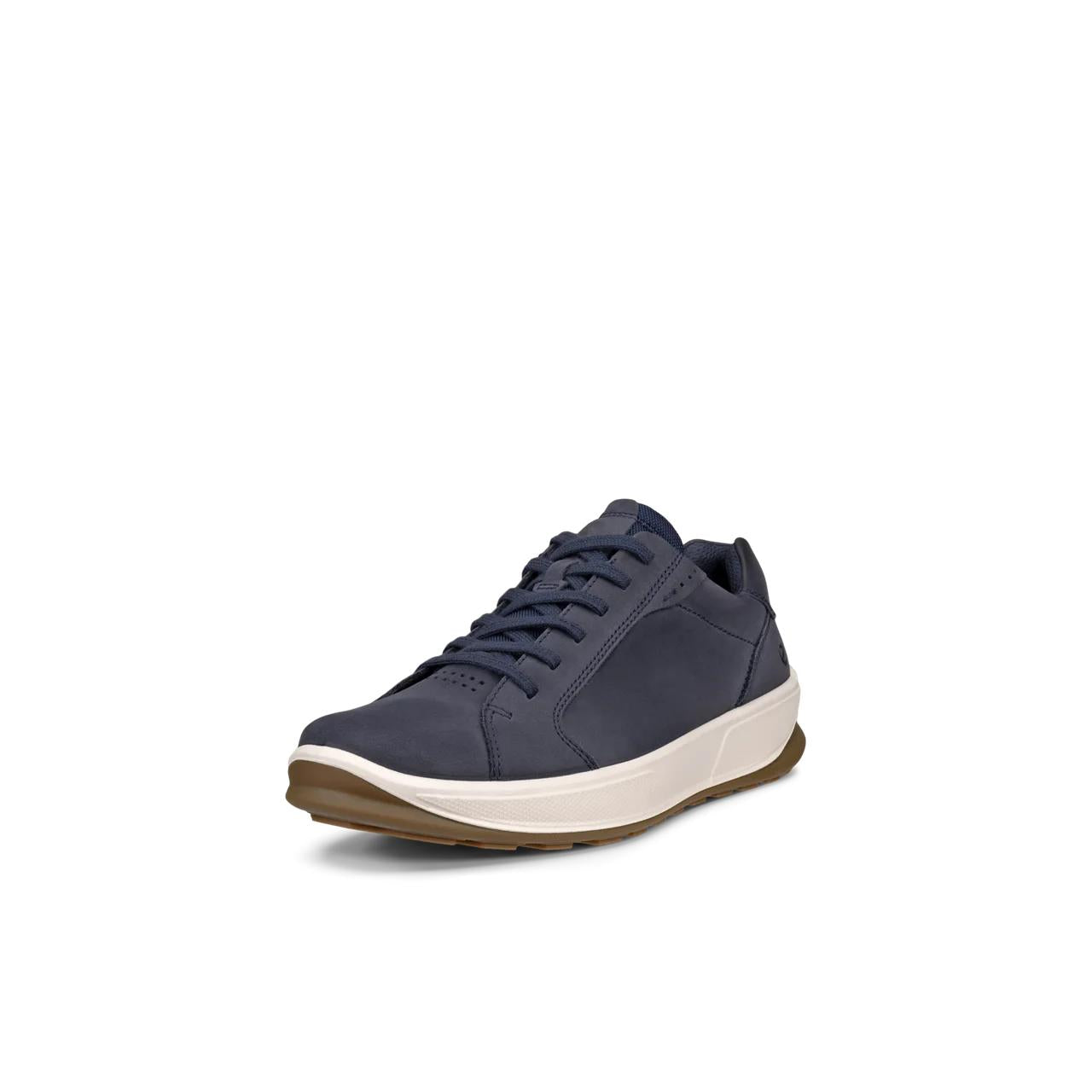 Ecco Byway 2.0 men's navy nubuck lace-up shoes with white and brown rubber sole, stylish and comfortable marine-inspired footwear.