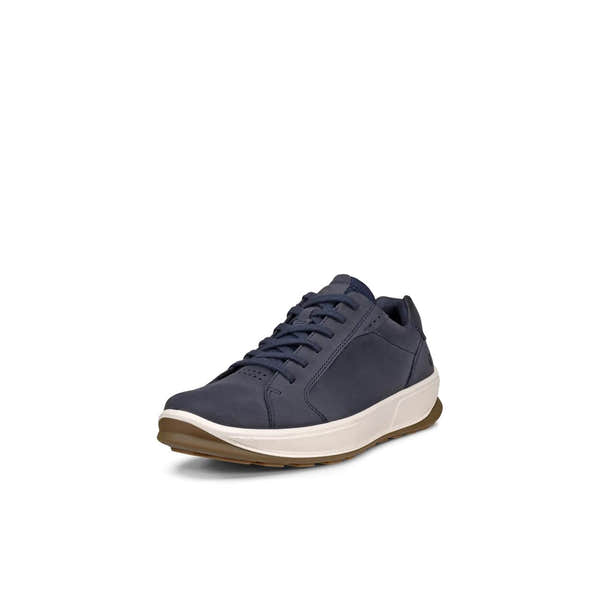Ecco Byway 2.0 men's navy nubuck lace-up shoes with white and brown rubber sole, stylish and comfortable marine-inspired footwear.