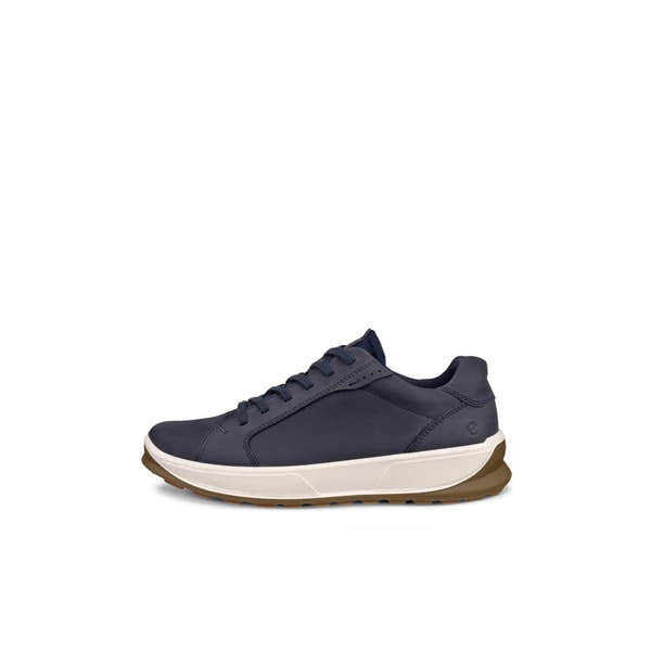 Ecco Byway 2.0 men's marine nubuck lace-up casual shoes with white and brown sole, sporty design, and comfortable fit.